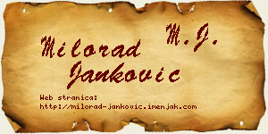 Milorad Janković vizit kartica